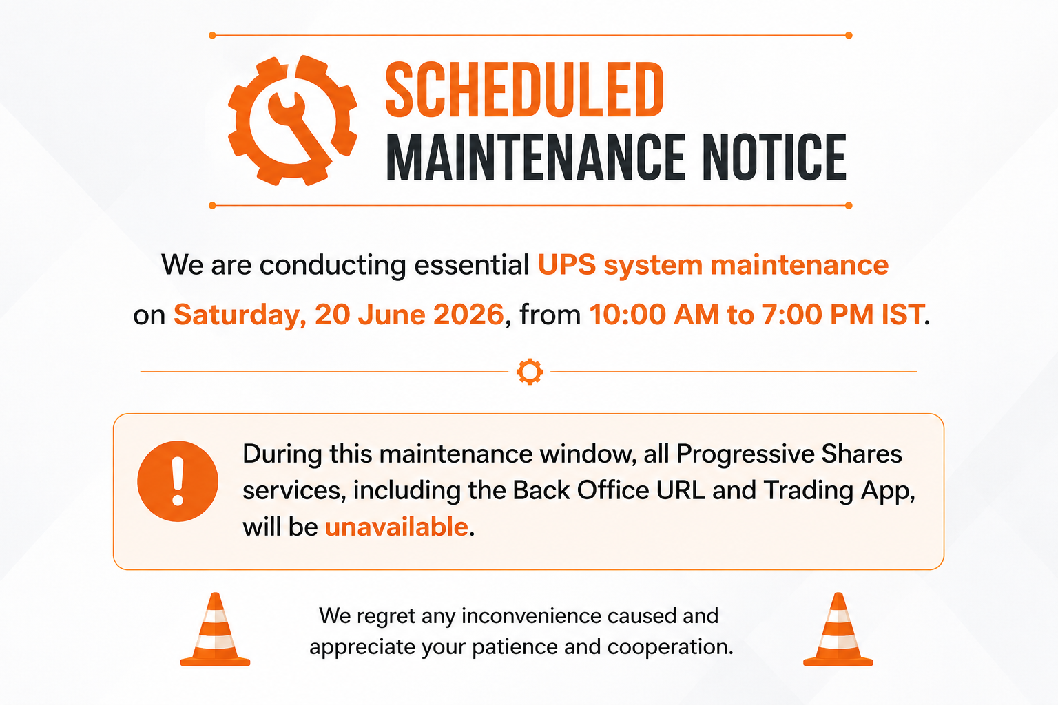 Scheduled maintenance notice